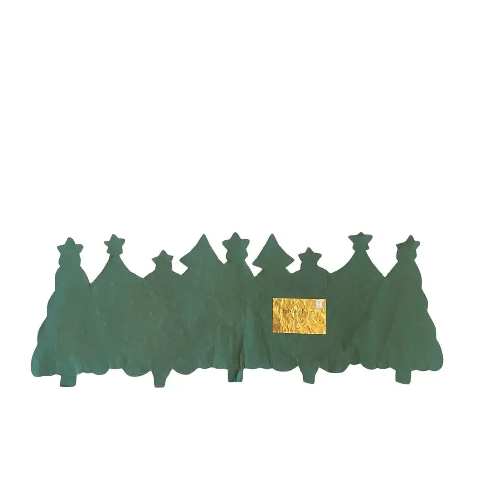Christian Lacroix Christmas Tree Beaded Table Runner Centerpiece 13x36 Green NEW